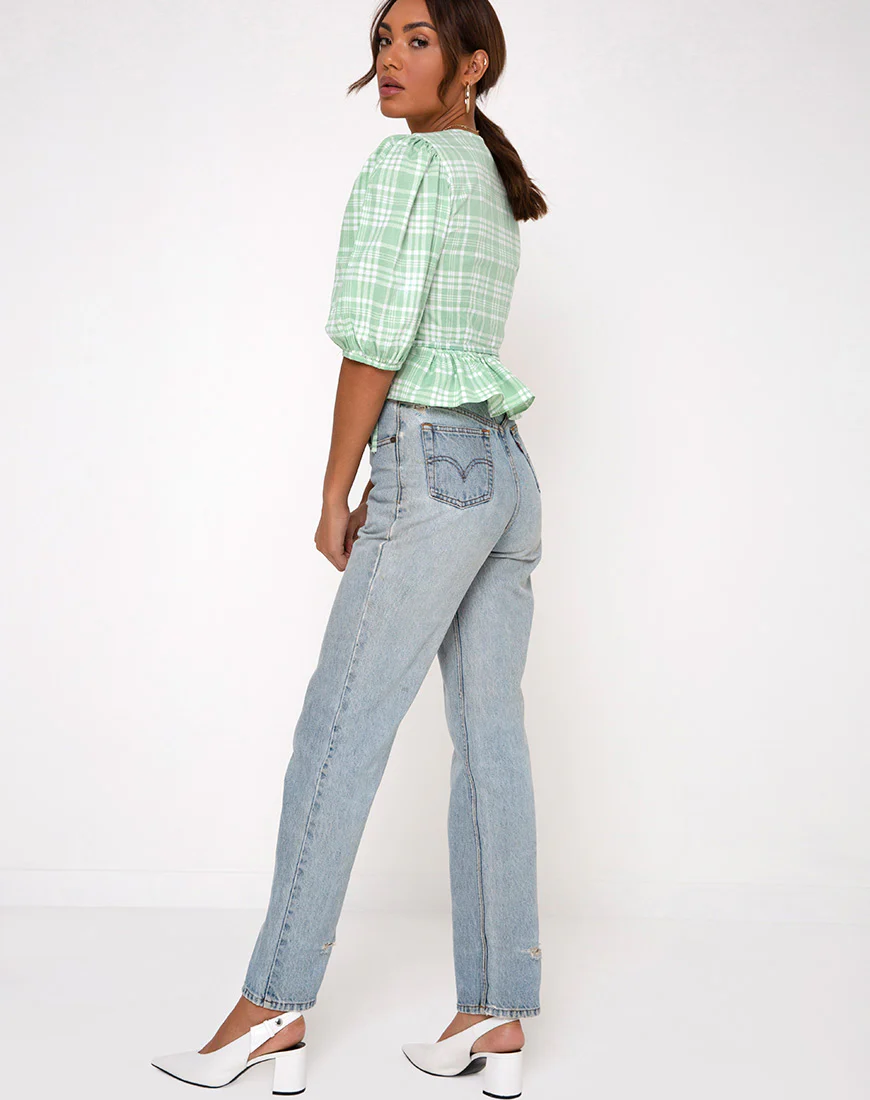 Amiya Top in Table Cloth Neo Mint - Image 5