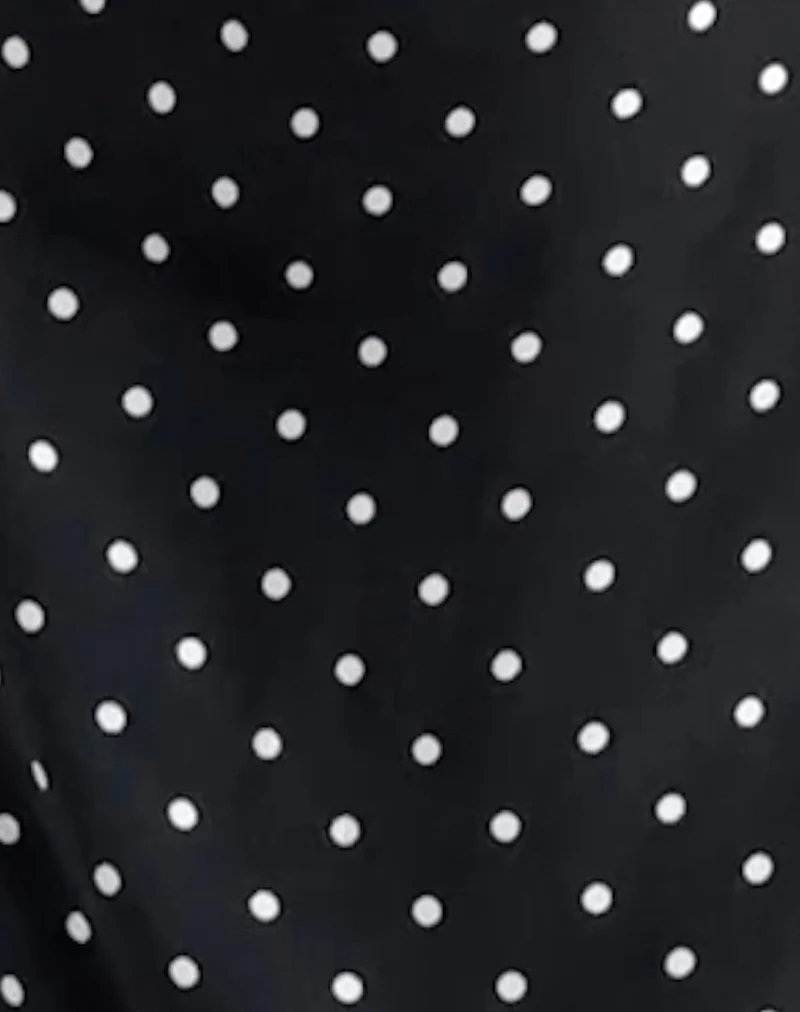 Ayana Backless Mini Dress in Polka Black - Image 6