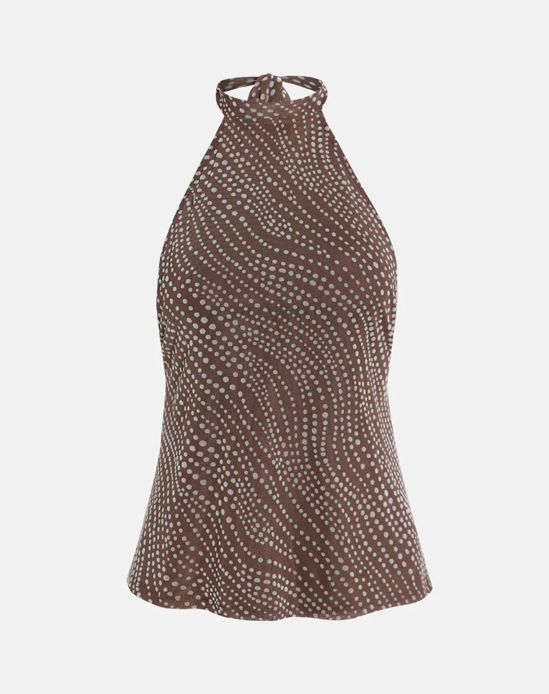 Badilah Top in Abstract Polka Flock Brown - Image 6