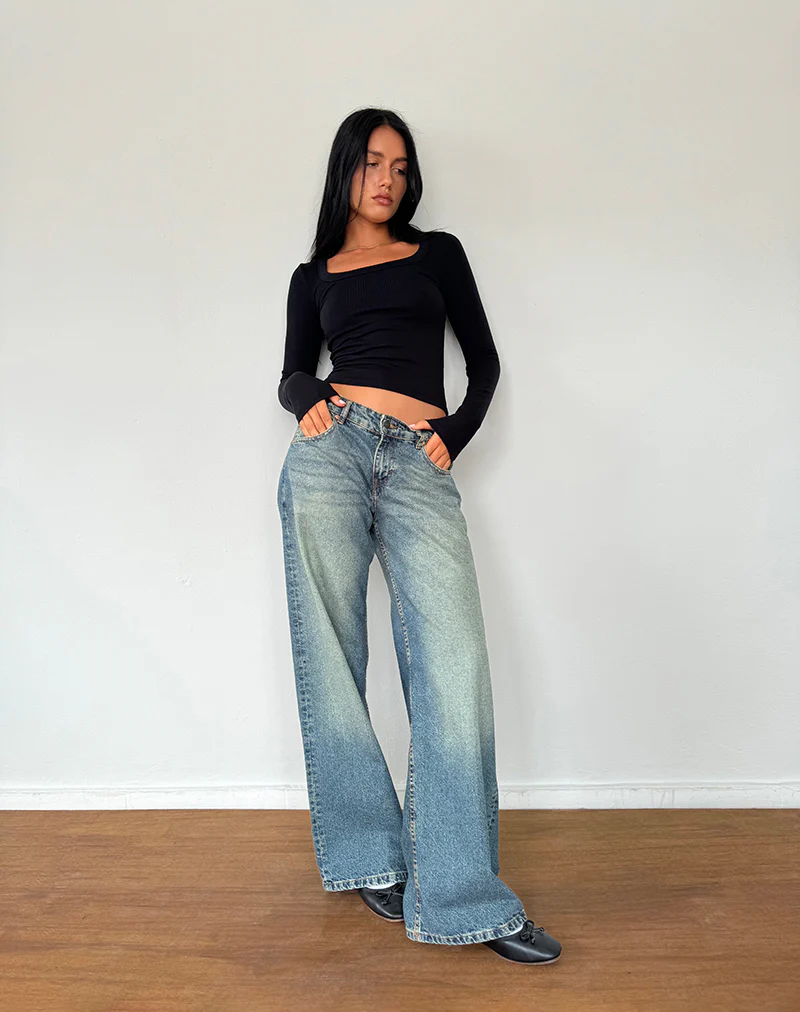 Binlo Extra Long Sleeve Top in Black - Image 5