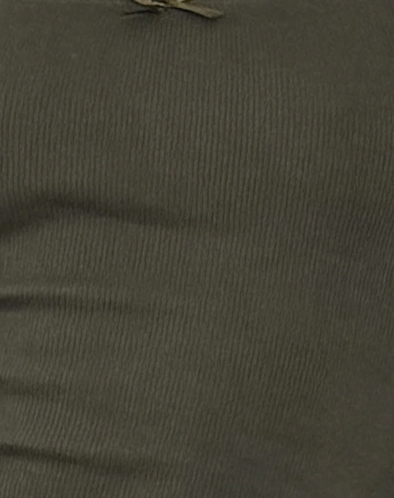 Bovita Long Sleeve Ribbed Top in Olive - Image 5