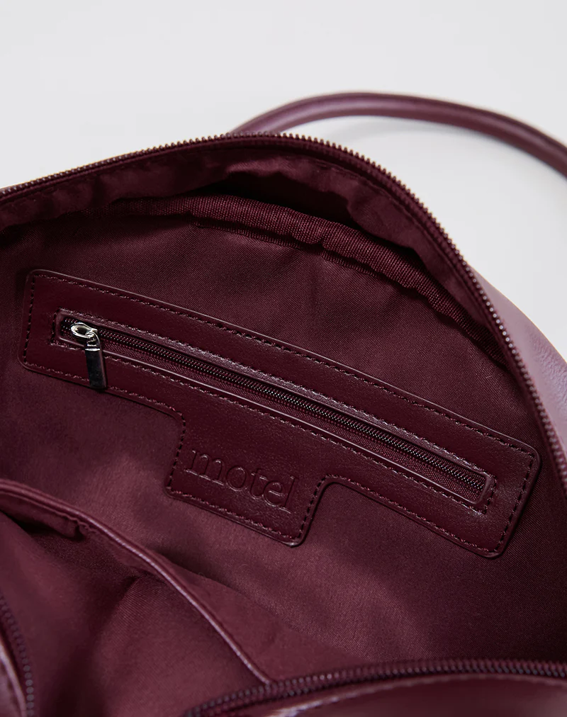 Bowler Bag in Cream and Burgundy - Image 4