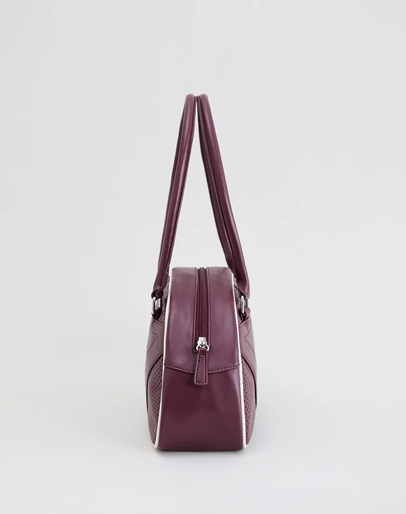 Bowler Bag in Cream and Burgundy - Image 6