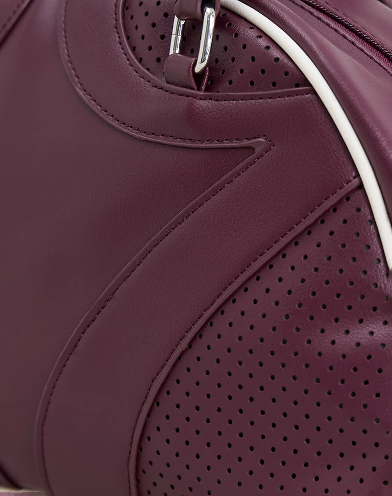 Bowler Bag in Cream and Burgundy - Image 7