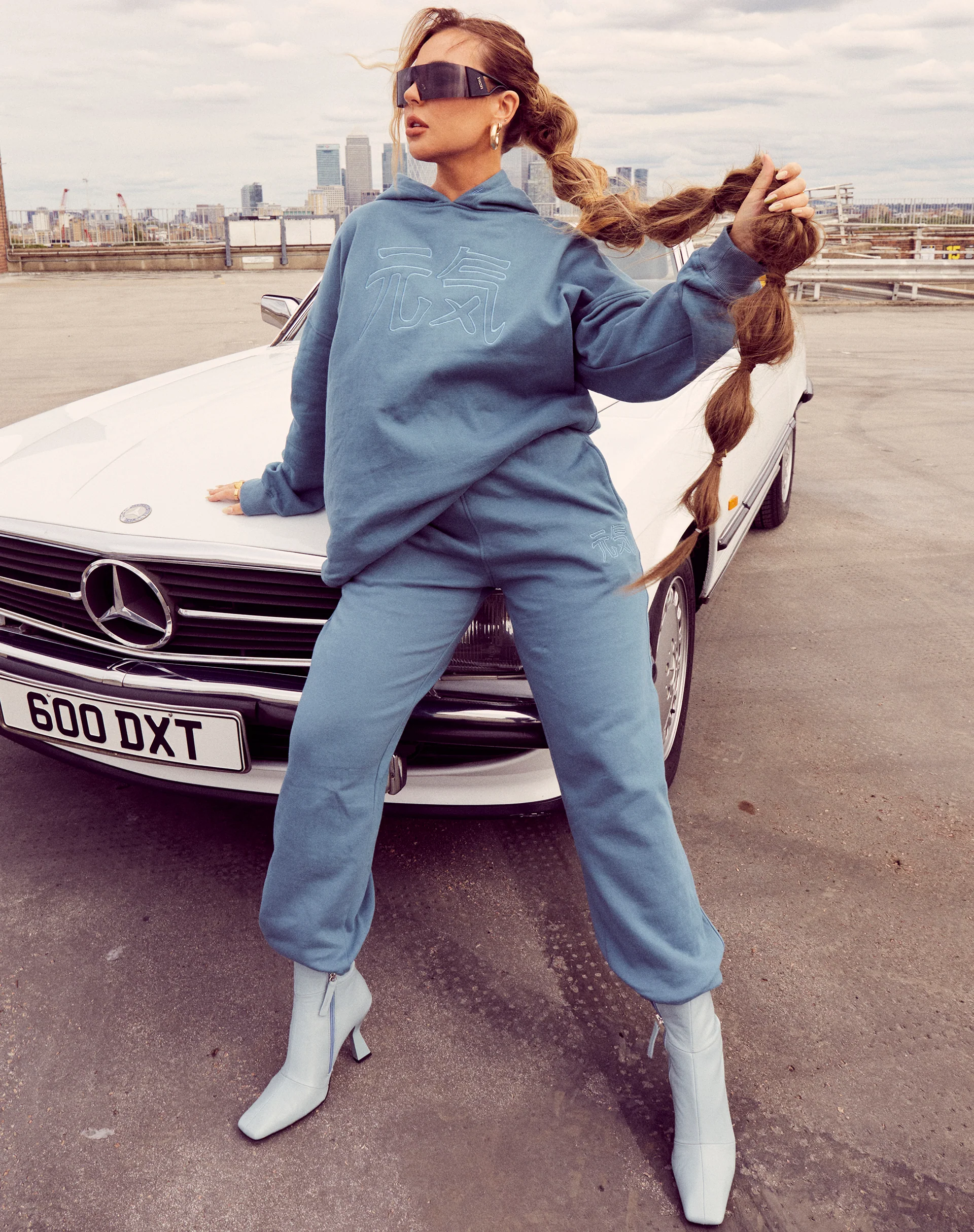 Bungee Jogger in Mineral Blue Japanese 'Spirit' Embro - Image 5