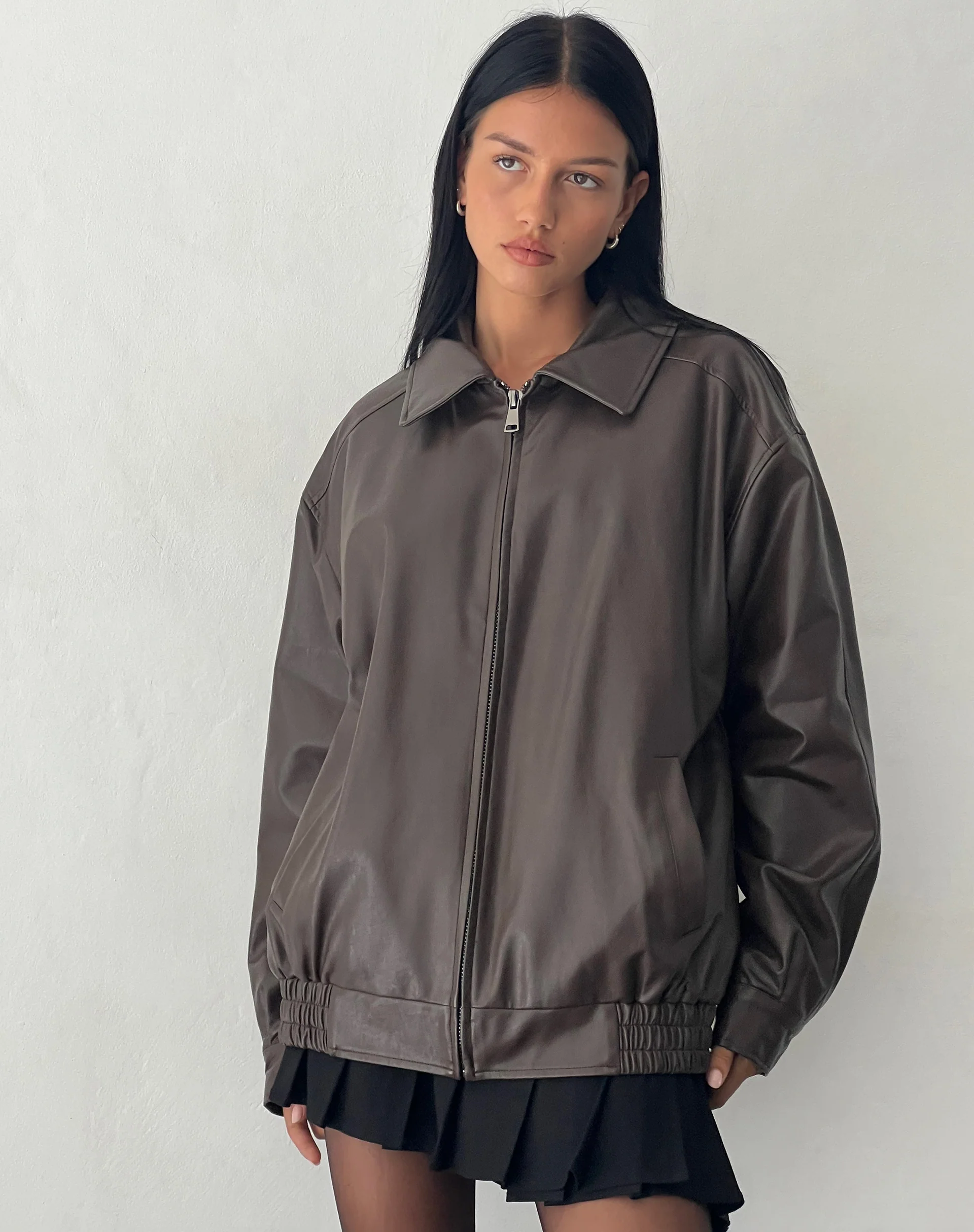 MOTEL X OLIVIA NEILL Cavita Jacket in PU Bitter Chocolate - Image 3