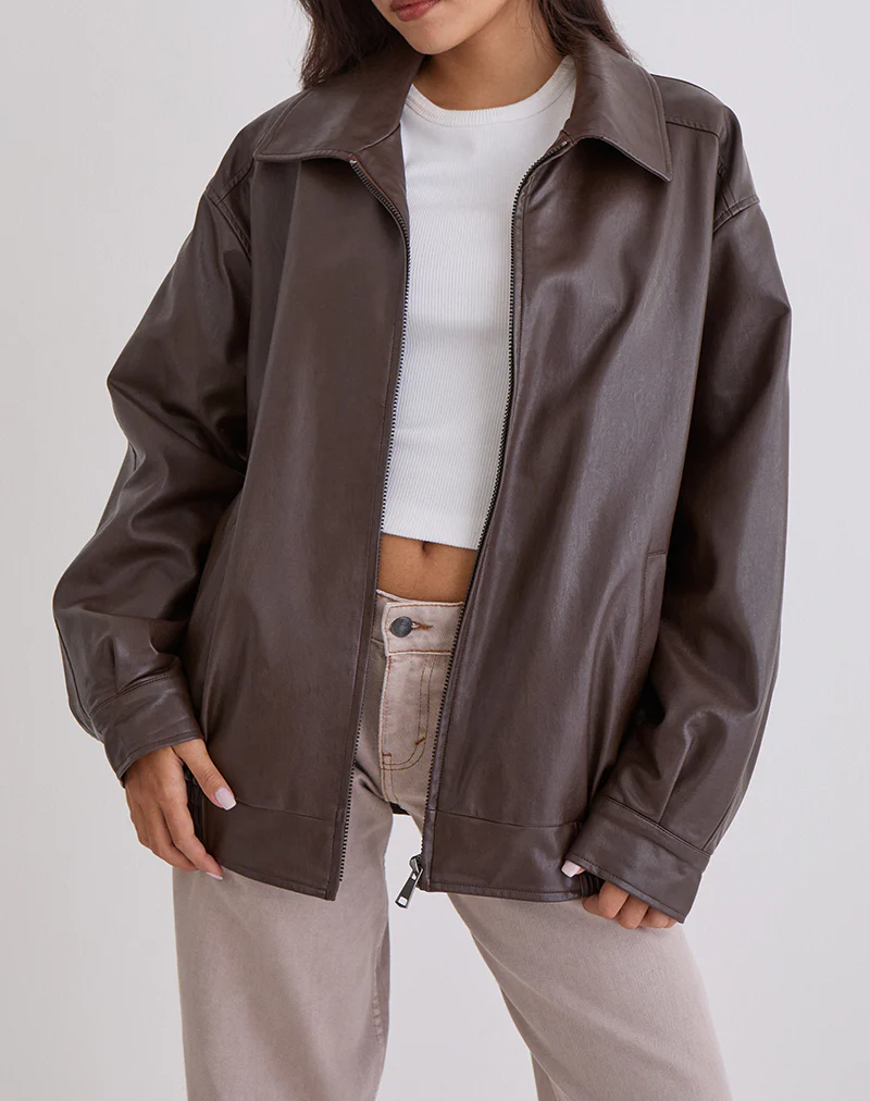 Cavita Jacket in PU Bitter Chocolate - Image 3