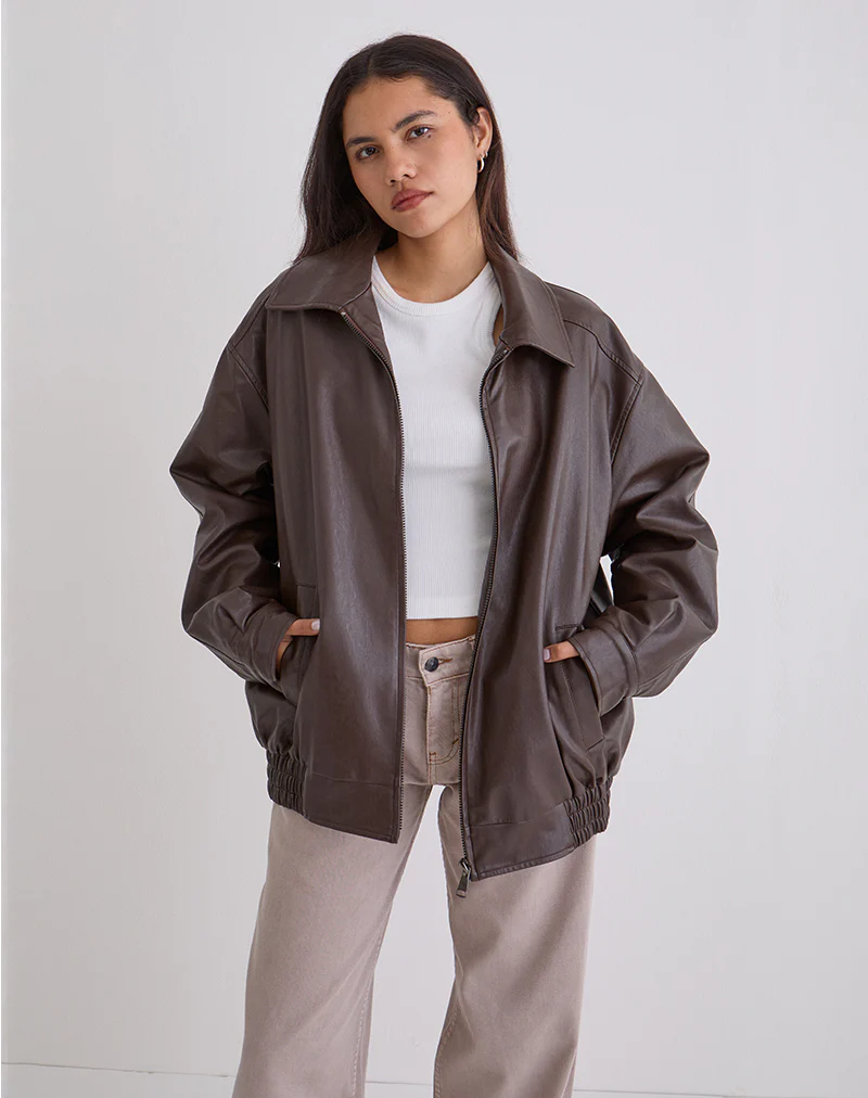 Cavita Jacket in PU Bitter Chocolate - Image 4