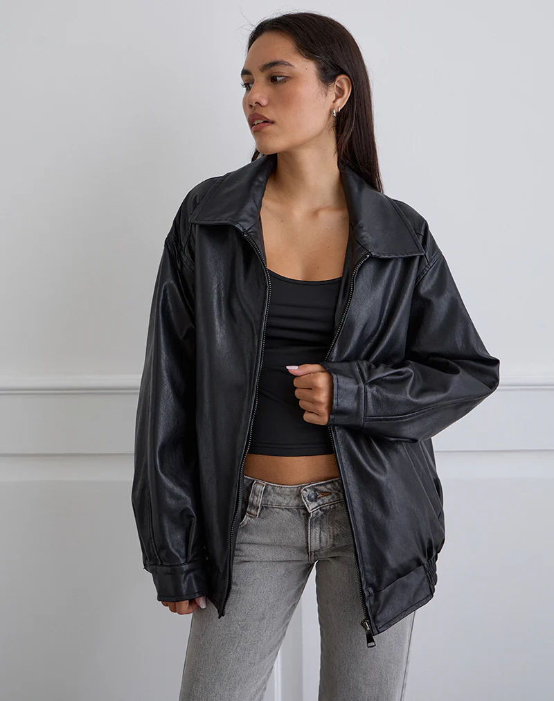 Cavita Jacket in PU Black - Image 3