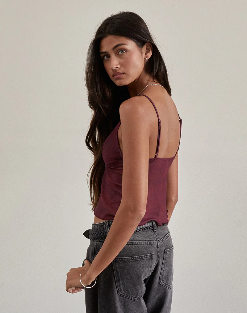 Cojira Mesh Butterfly Top in Tonal Burgundy Paisley - Image 3