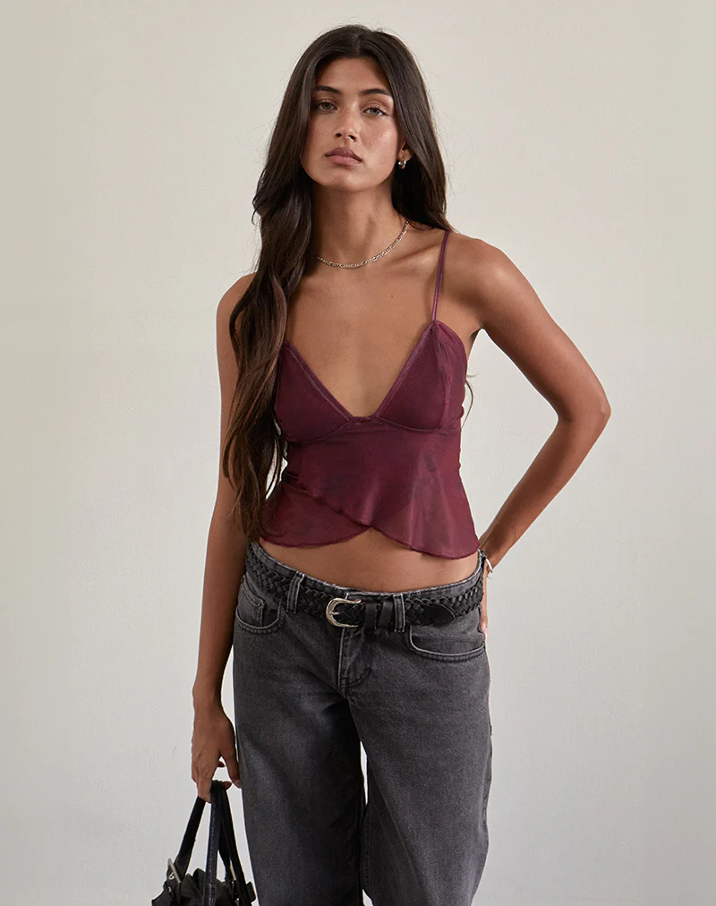Cojira Mesh Butterfly Top in Tonal Burgundy Paisley - Image 4