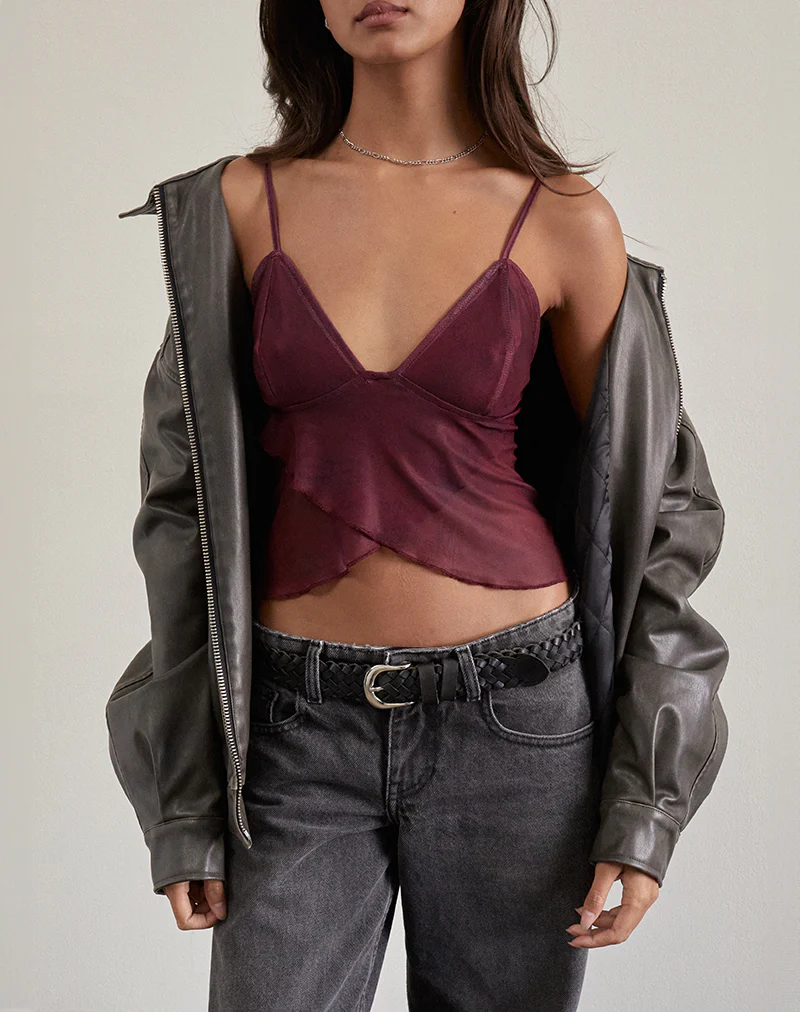 Cojira Mesh Butterfly Top in Tonal Burgundy Paisley - Image 6