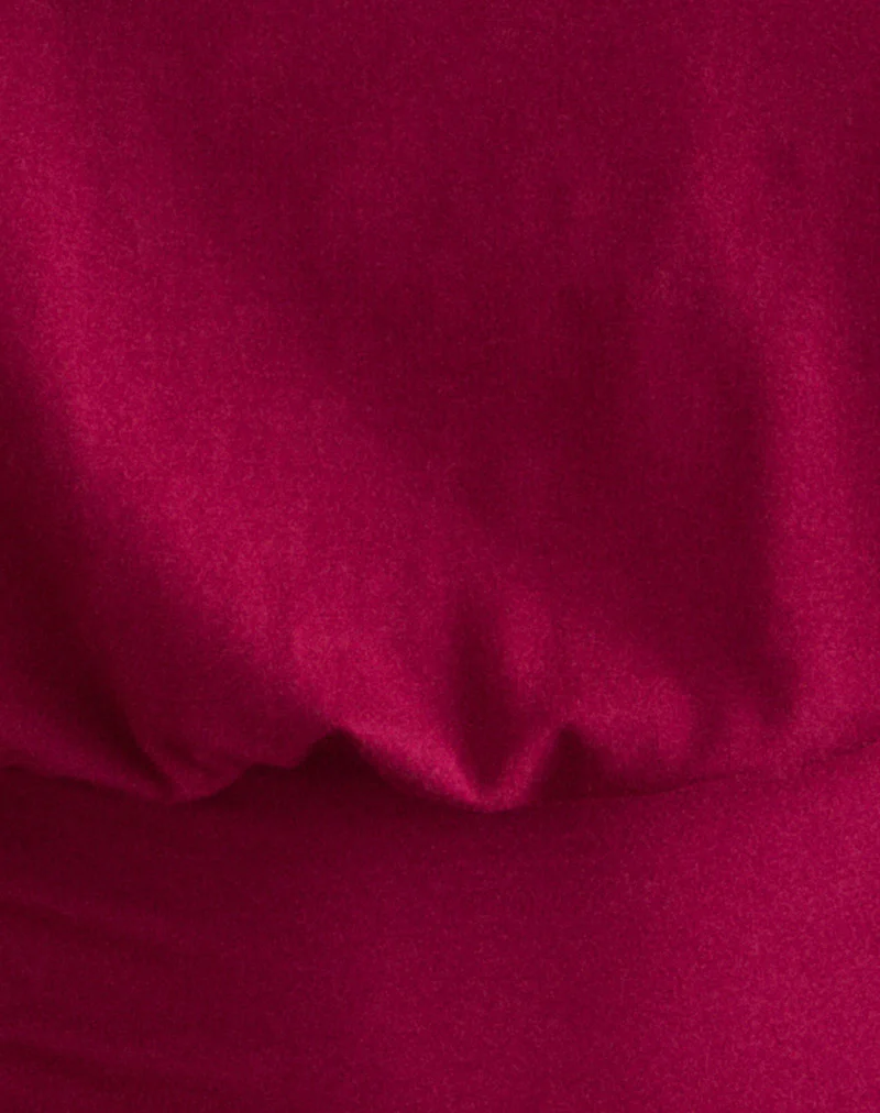 Diraka High Neck Top in Rayon Jersey Burgundy - Image 5