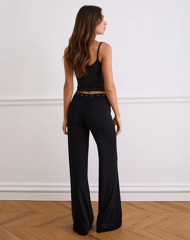 Dorala Low Rise Trousers with Eyelets in Black - Image 4