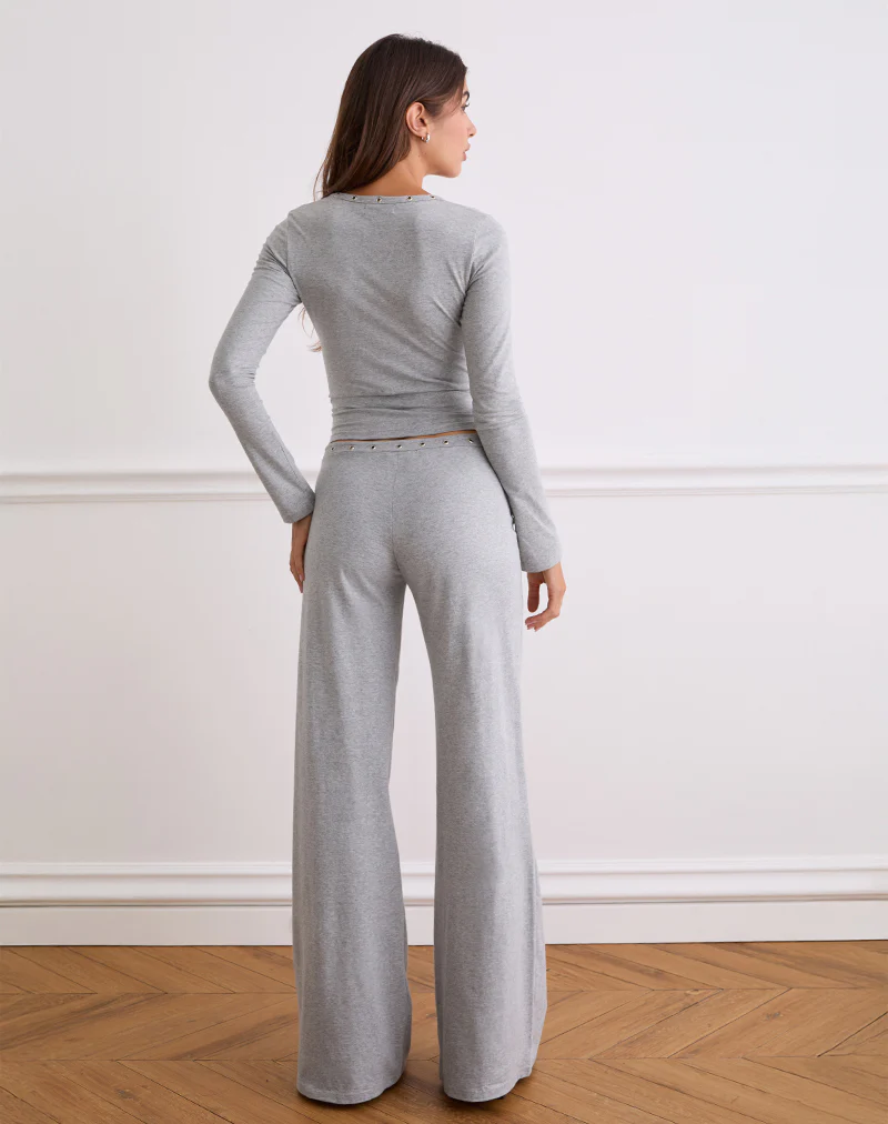 Dorala Low Rise Trousers with Eyelets in Grey Marl - Image 6