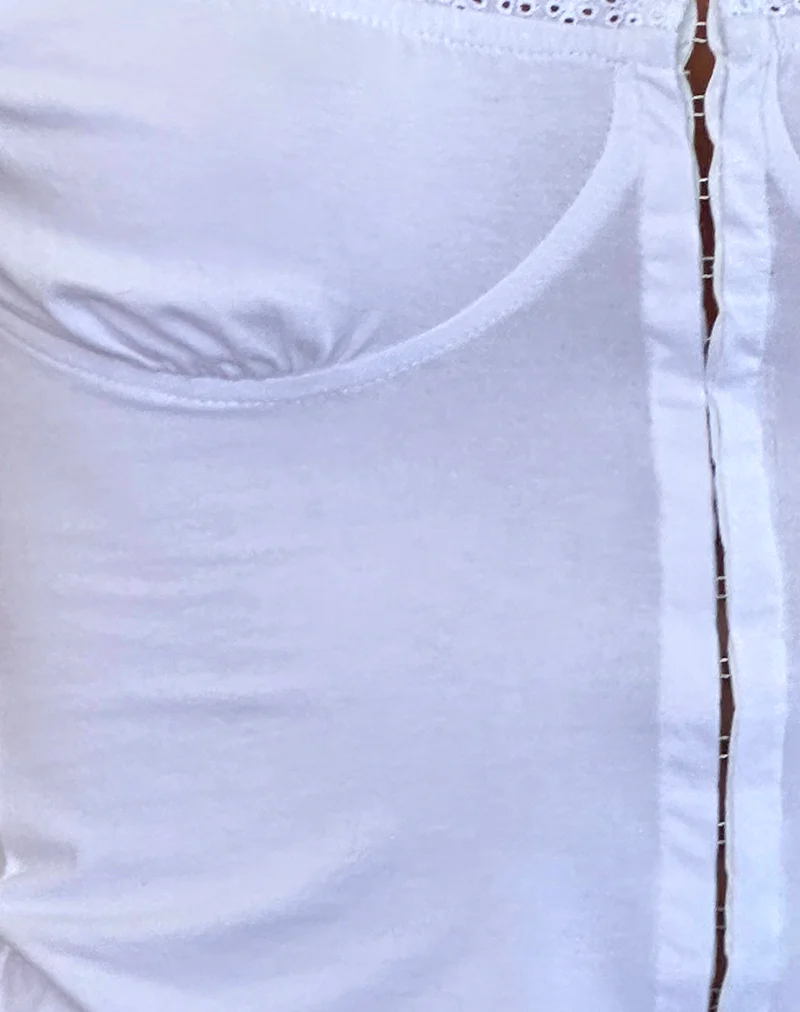 Dovica Lace Trim Corset Top in White - Image 6