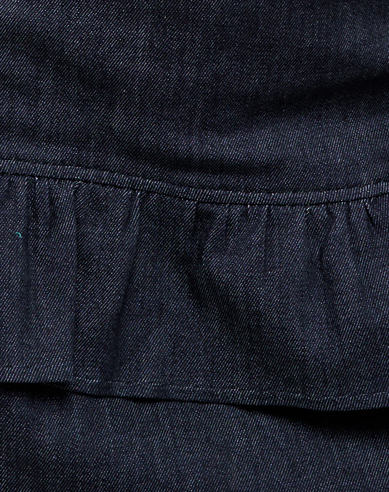 Elysa Frill Mini Skirt in Dark Indigo Denim - Image 6
