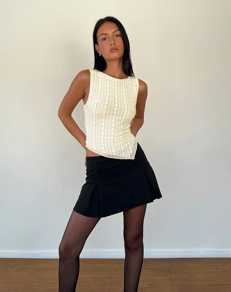 Etta Double Layered Lace Vest Top in Cream - Image 6