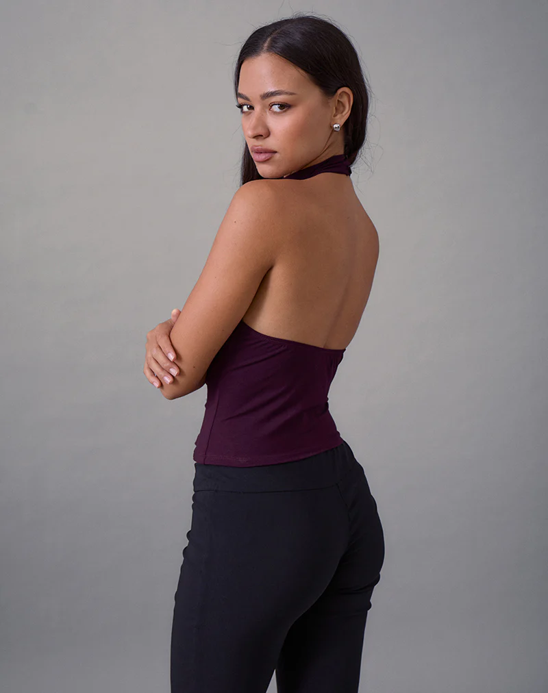 Galile High Neck Top in Jersey Fig - Image 4