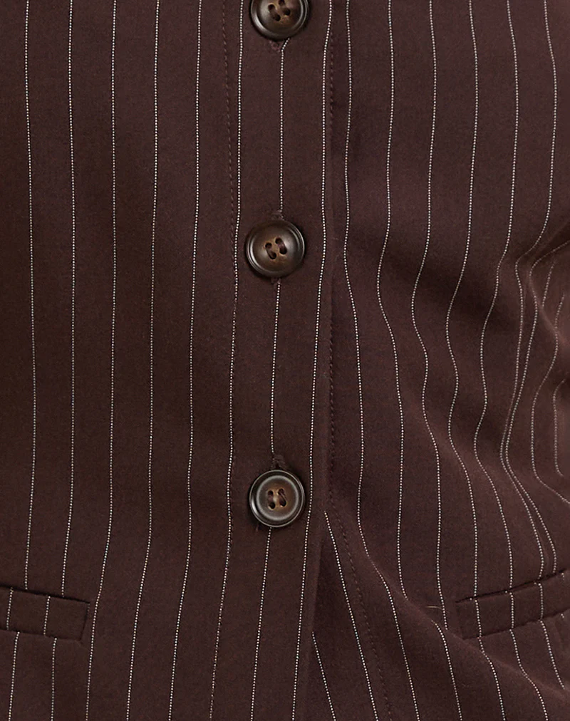 Ganita Vest in Dark Brown Pinstripe - Image 6