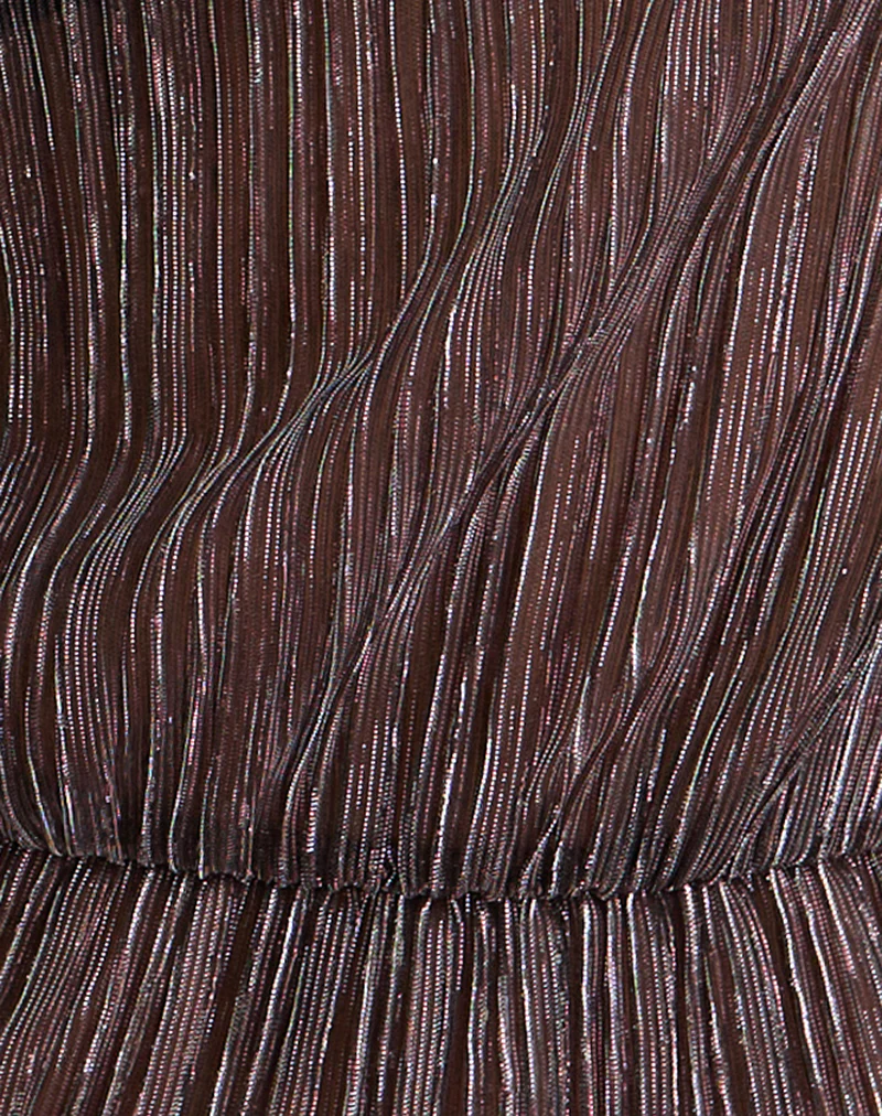 Hayba Drape Top in Plisse Brown - Image 6
