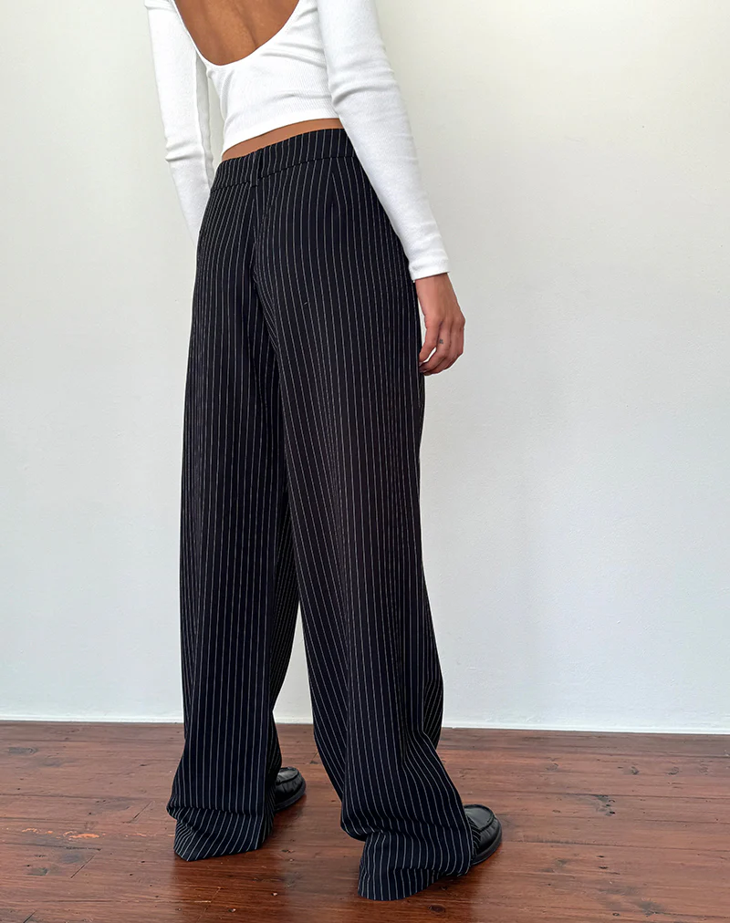 Hondra Trousers in Pinstripe Black - Image 3