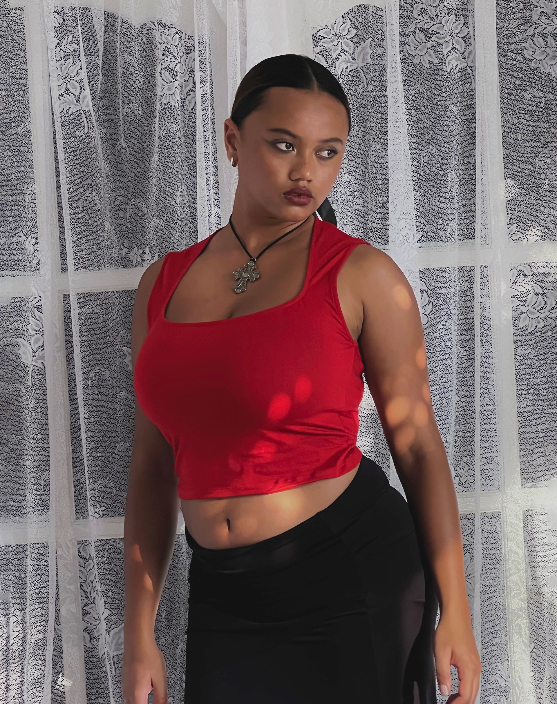 Jinsu Crop Top in Adrenaline Red - Image 3