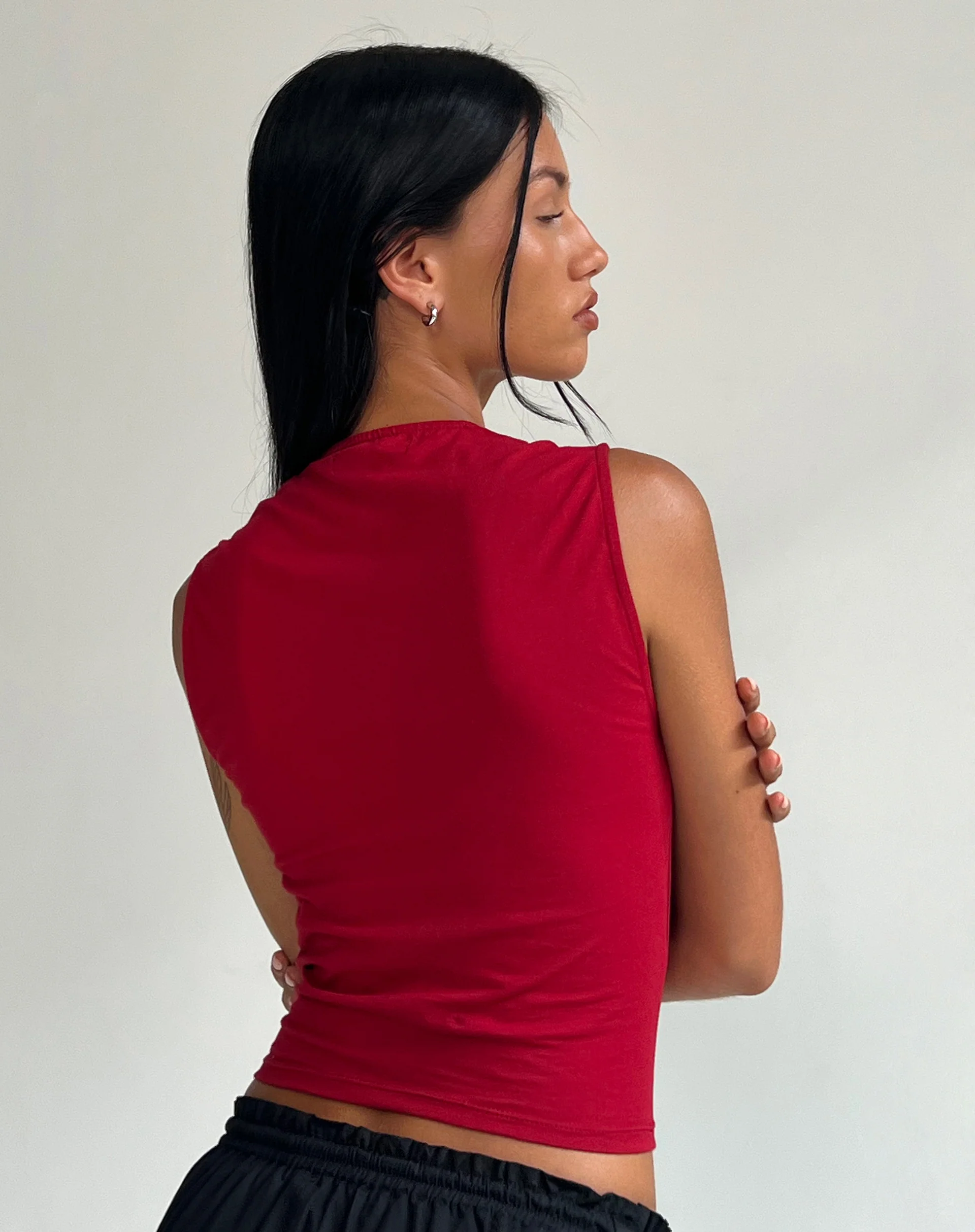 Jinsu Crop Top in Adrenaline Red - Image 4