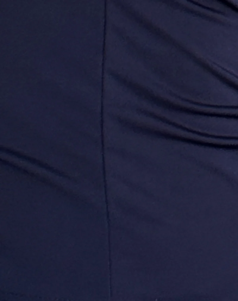 Kaisley Ruched Front Long Sleeve Top in Navy - Image 5