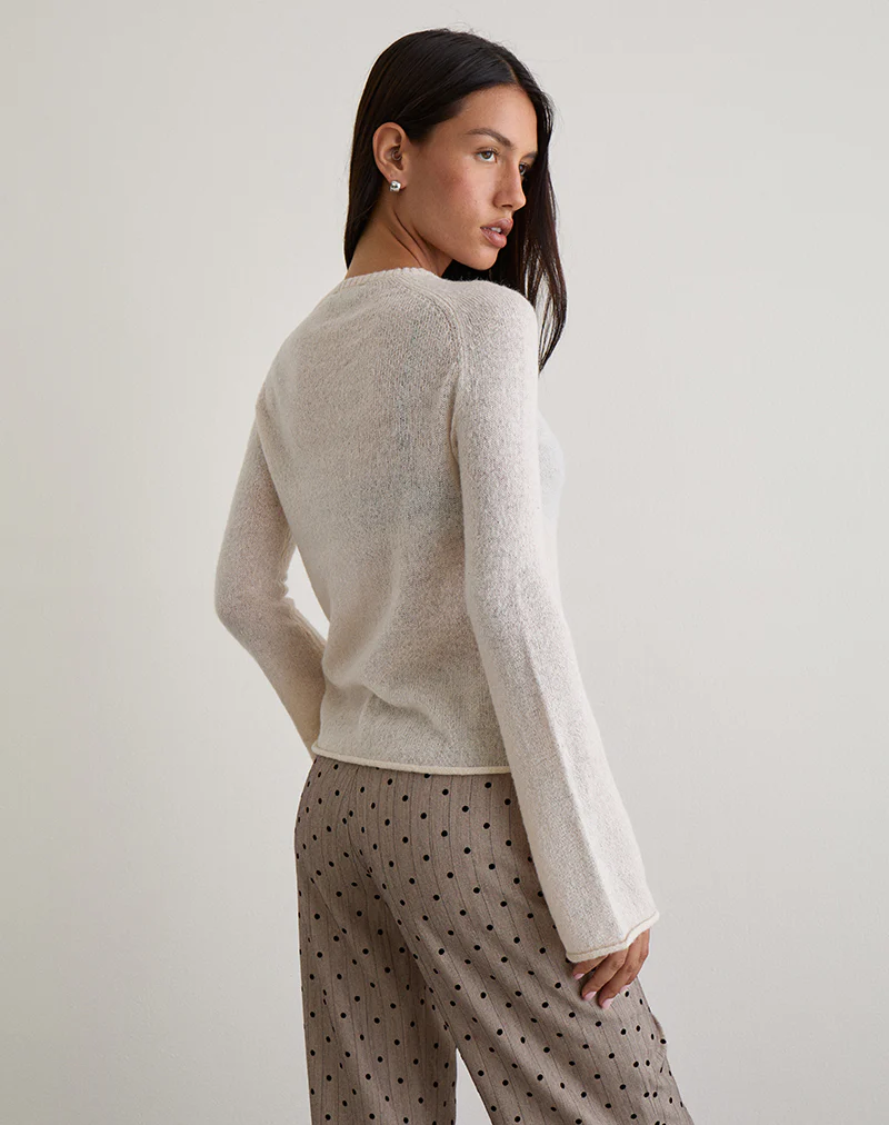 Kaleo Roll Edge Jumper in Knit Ecru - Image 5