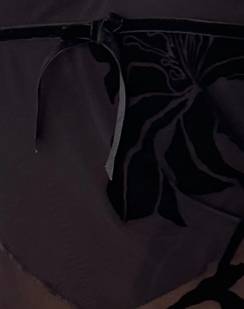 Kareena Long Sleeve Bardot Top in Orchid Flock Black - Image 6