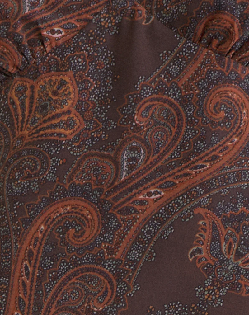 Karilo Long Sleeve Top in Chiffon Royal Paisley Burgundy - Image 6