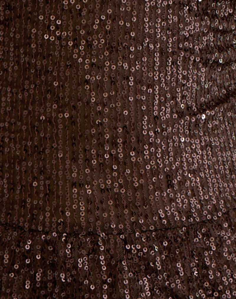 Karka Cami Top in Drape Sequin Brown - Image 7