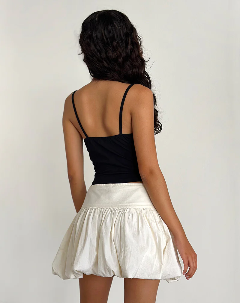 Kiyowo Puffball Mini Skirt in Poplin Ivory - Image 5