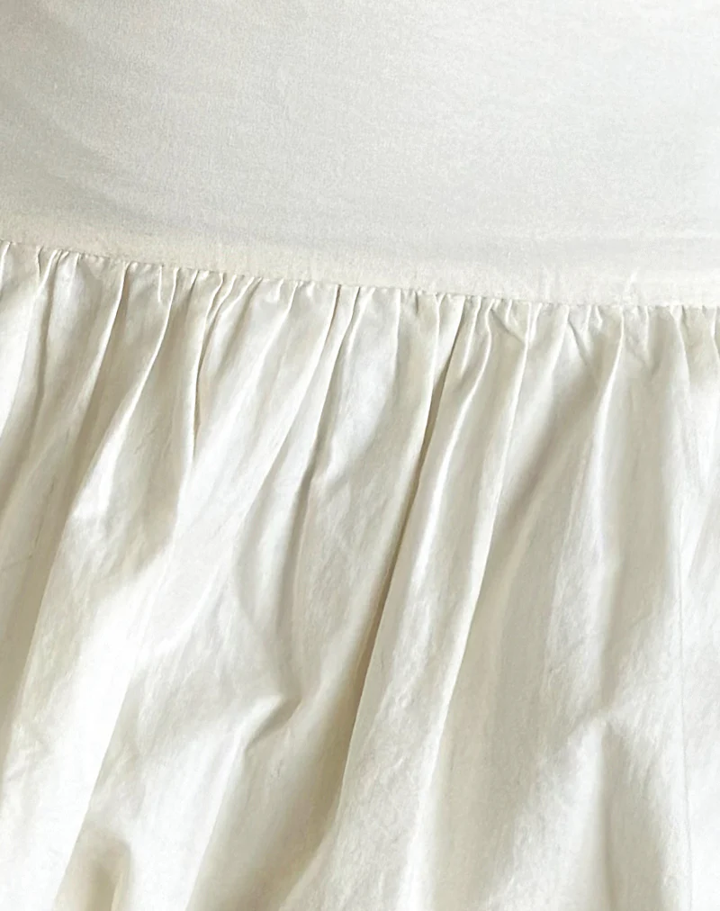 Kiyowo Puffball Mini Skirt in Poplin Ivory - Image 6