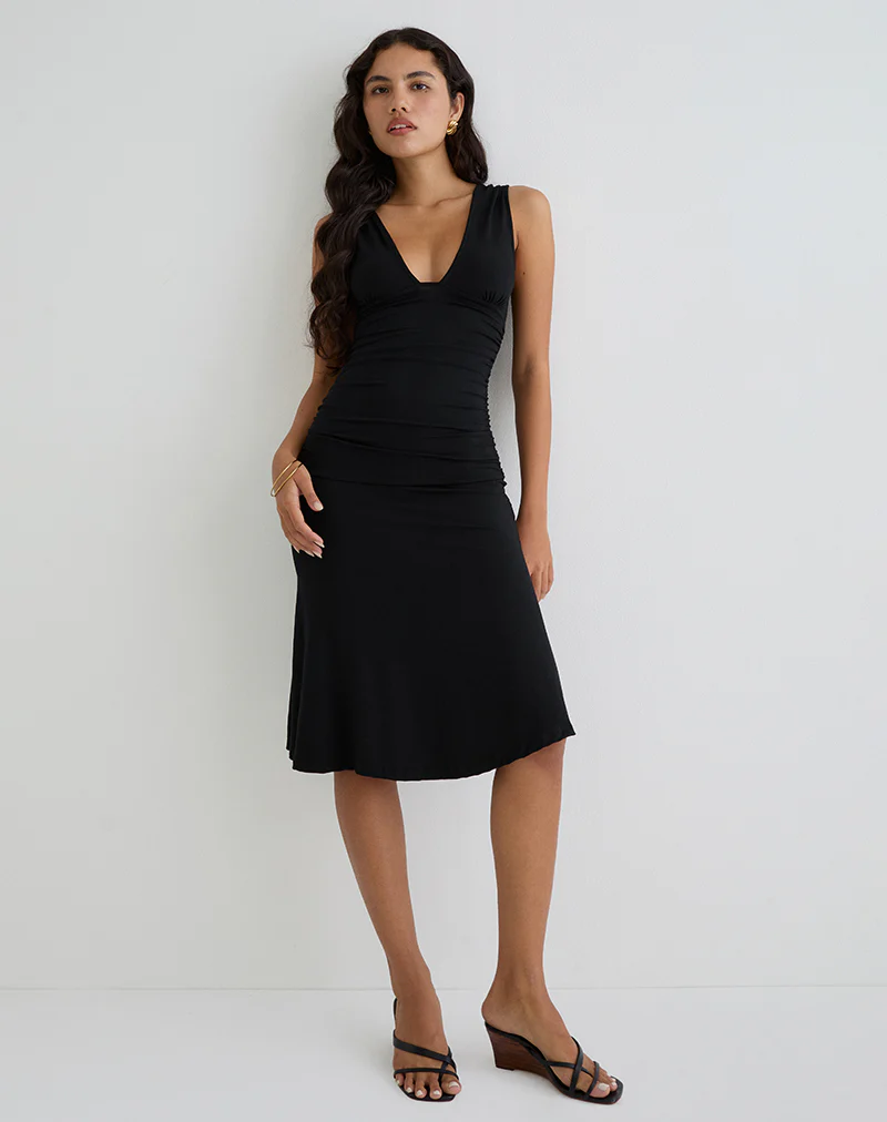 Laluma Midi Dress in Black - Image 3