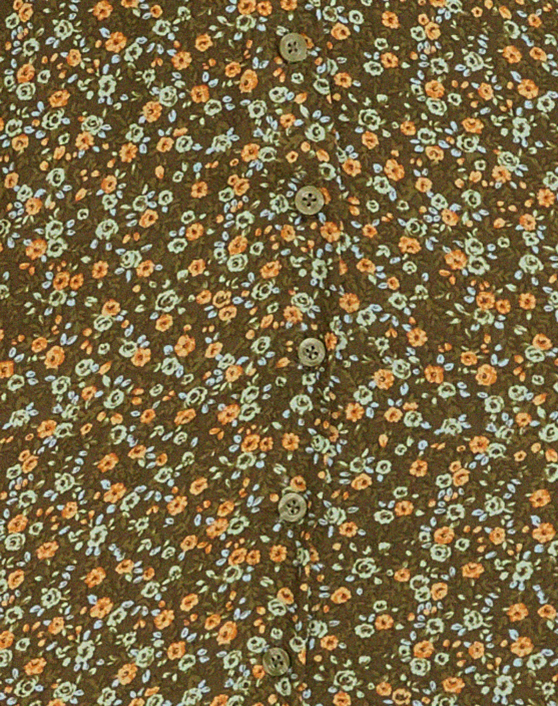 Larin Midi Dress in Grungey Floral Khaki - Image 5