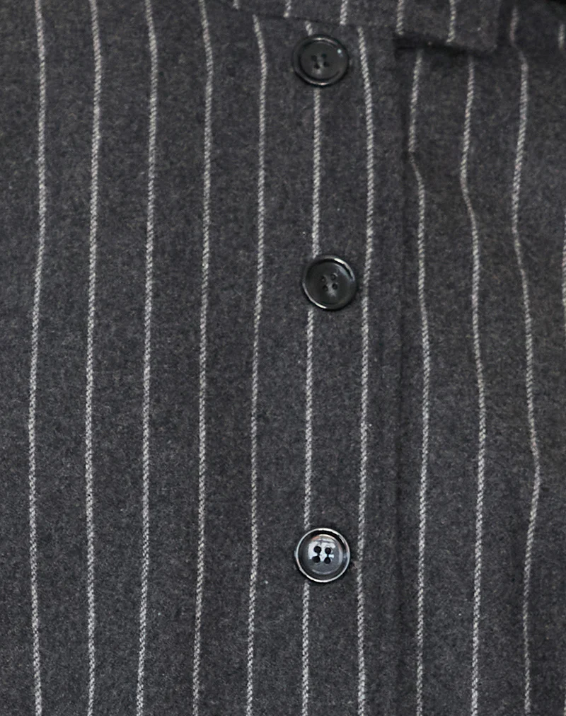 Lastika Jacket in Charcoal Pinstripe - Image 7