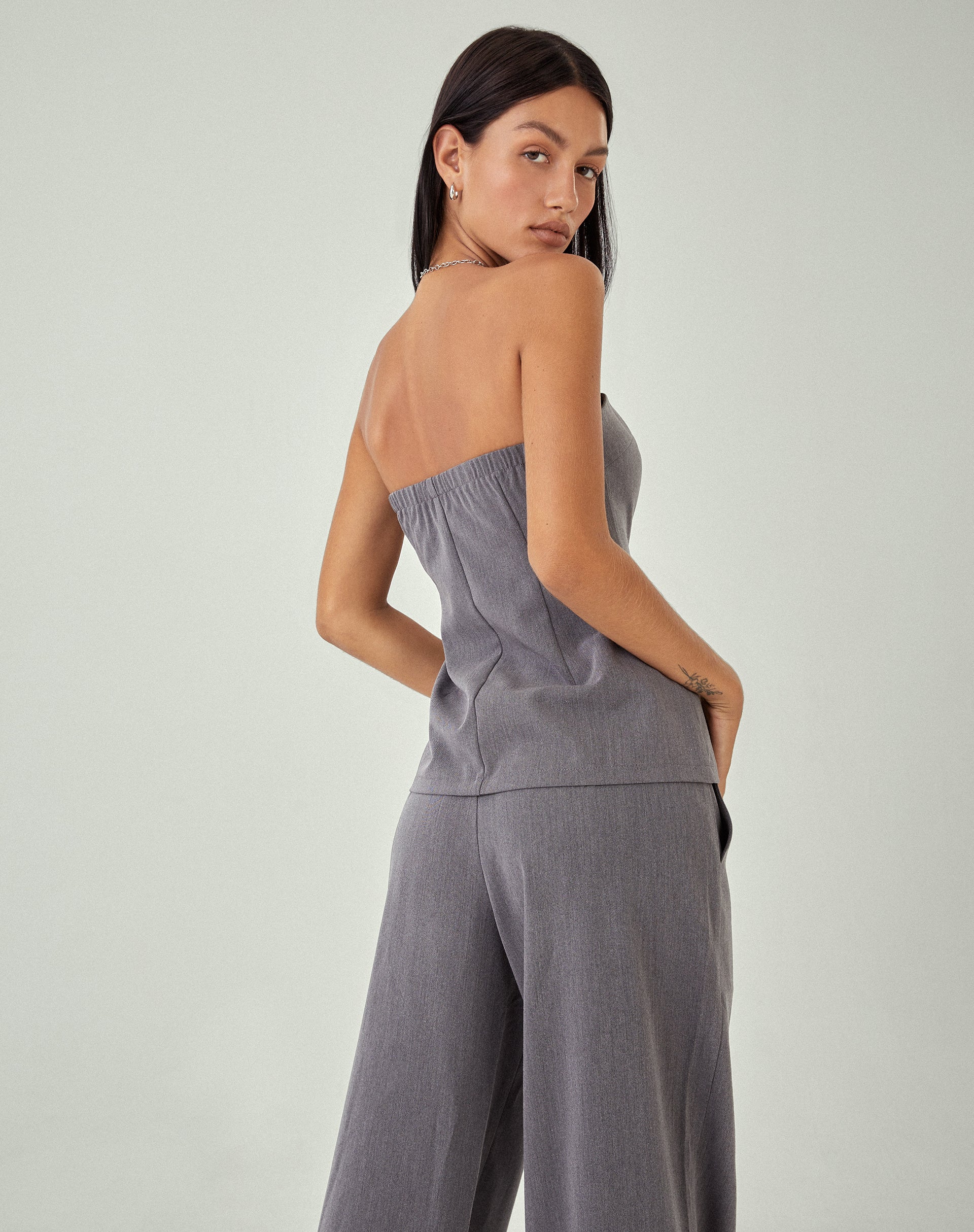 MOTEL X JACQUIE Lavan Corset Top in Charcoal - Image 3