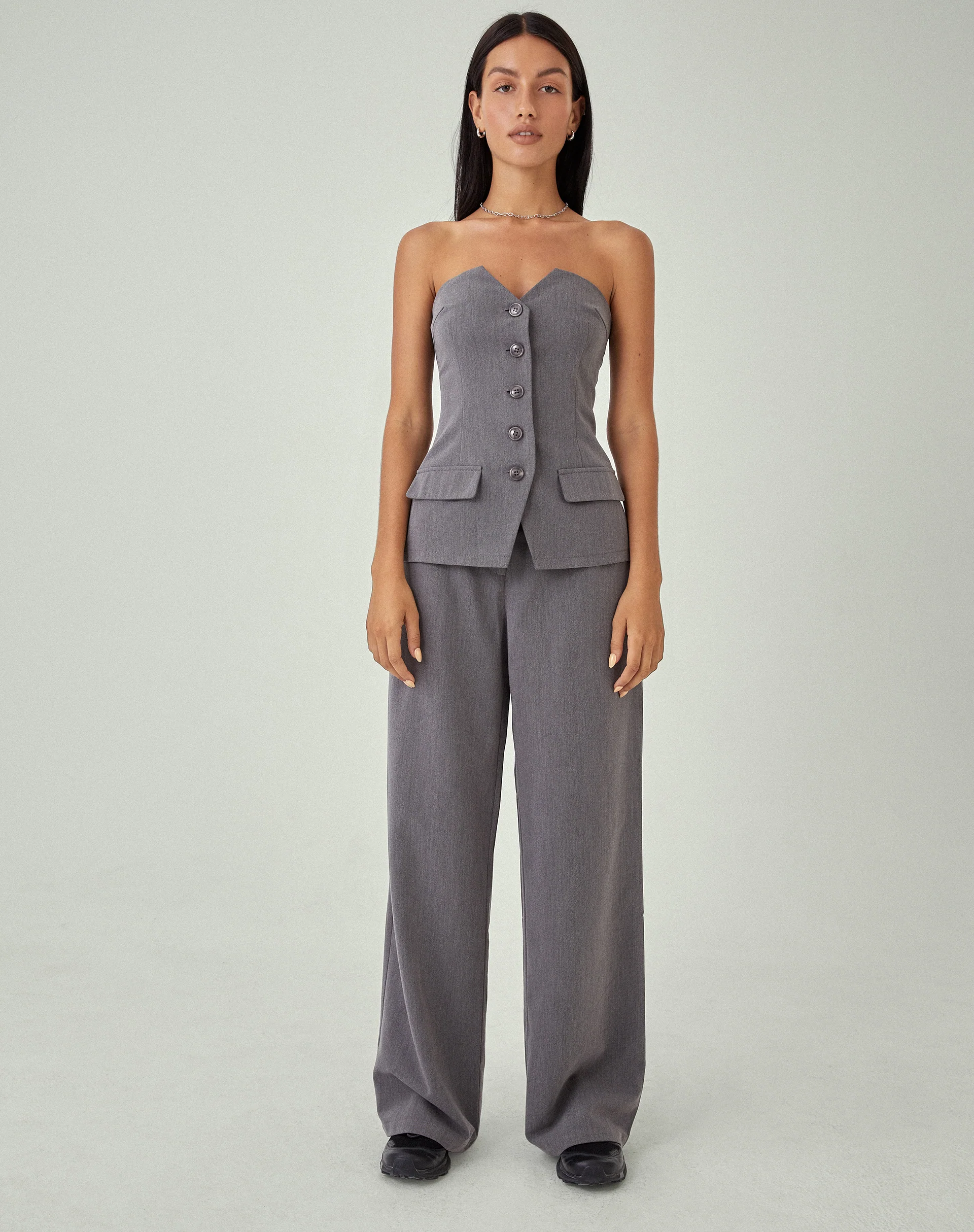 MOTEL X JACQUIE Lavan Corset Top in Charcoal - Image 6