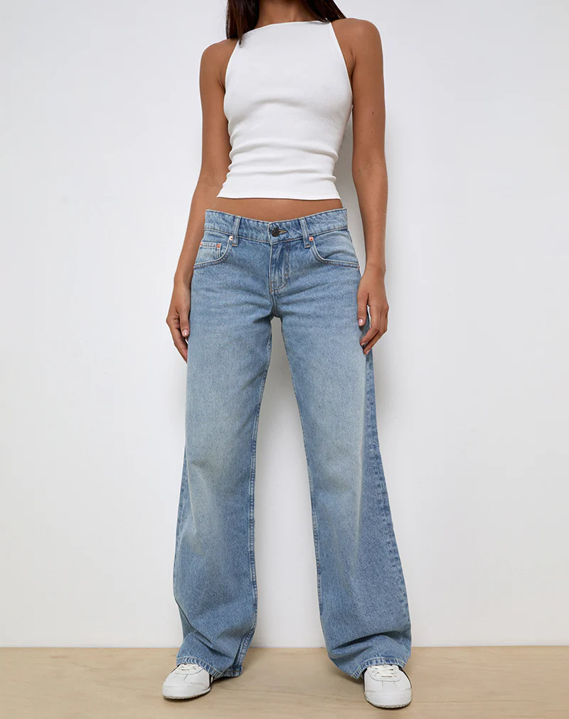 Low Rise Parallel Jeans In Bright Blue Used - Image 3