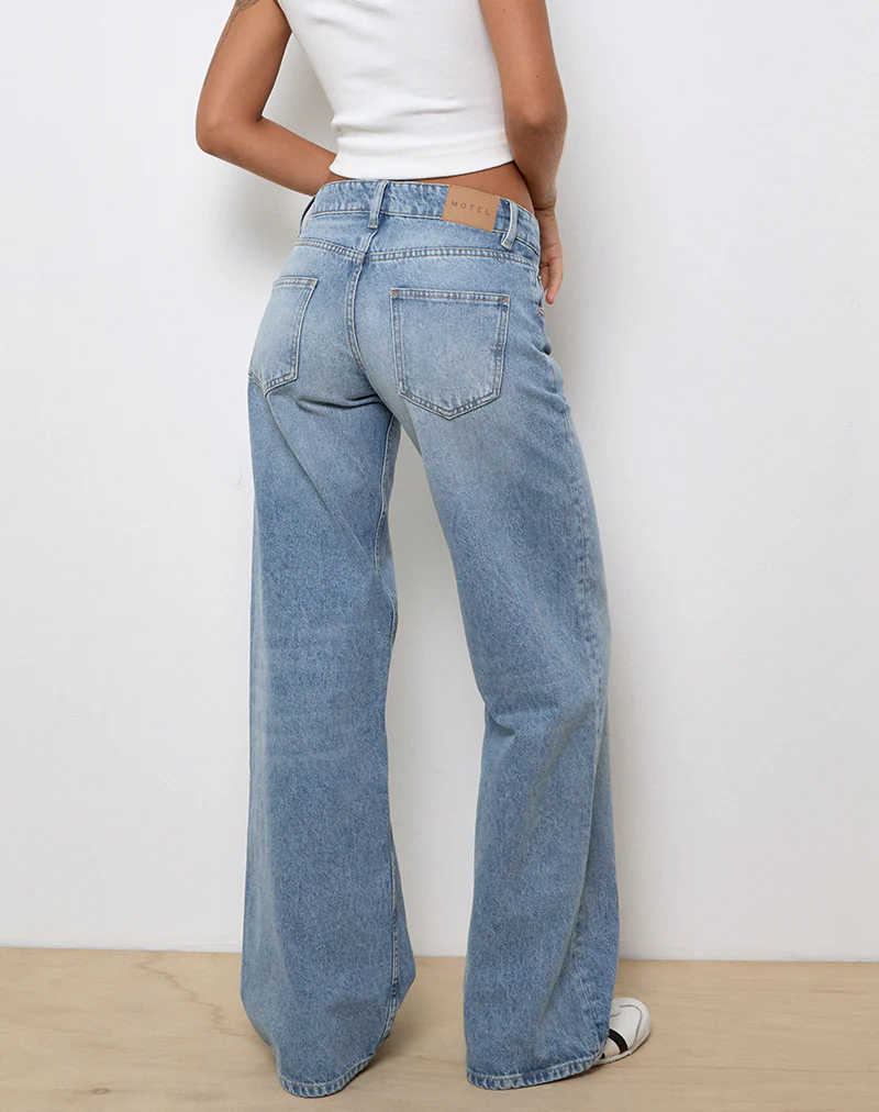 Low Rise Parallel Jeans In Bright Blue Used - Image 5