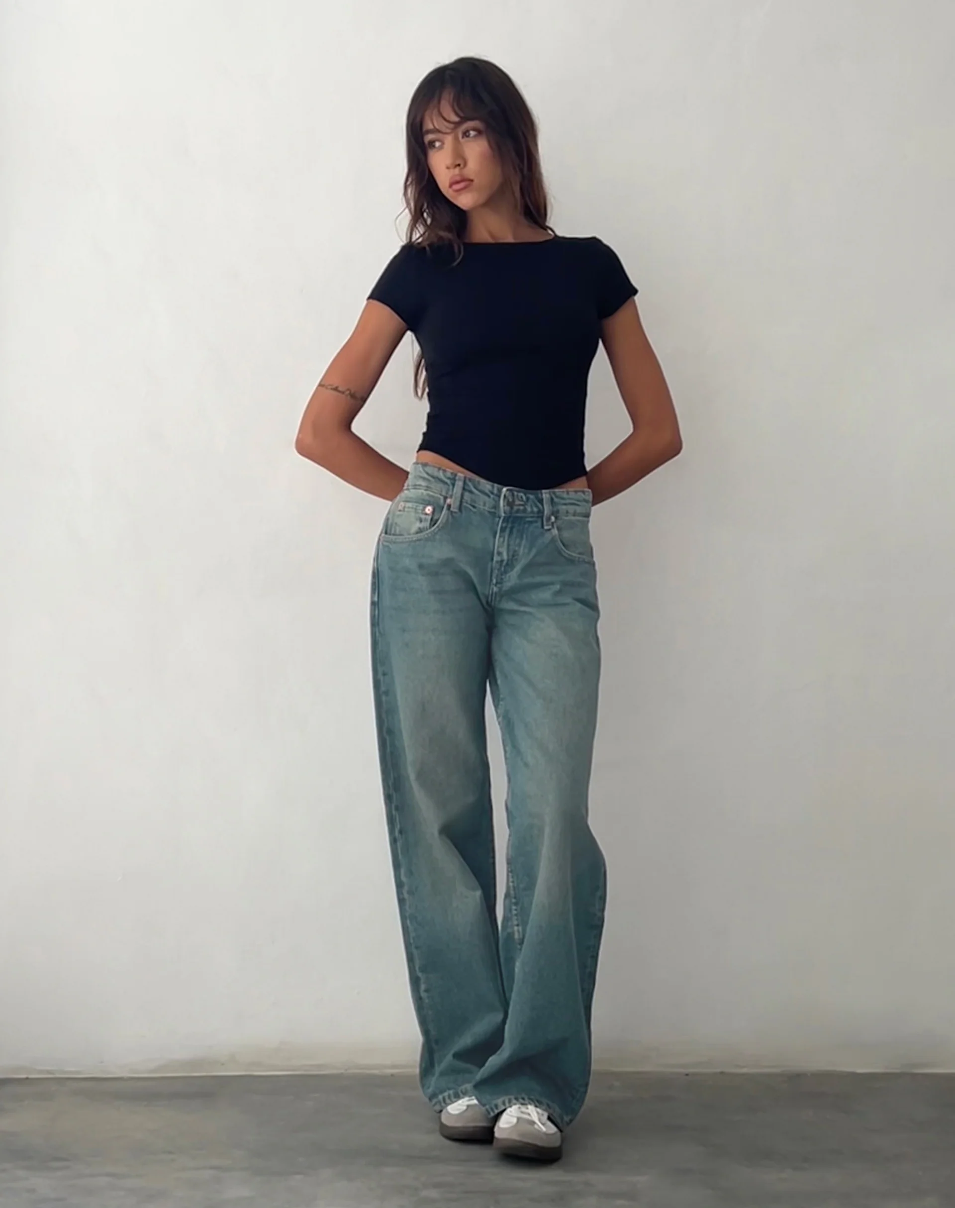 Low Rise Parallel Jeans in Vintage Blue Green - Image 4