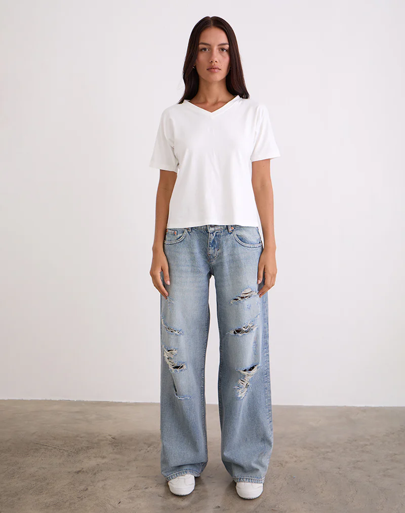 Low Rise Roomy Jeans in Extreme Rip Vintage Blue - Image 6