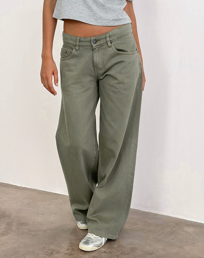 Low Rise Roomy Jeans in Fern Green - Image 3