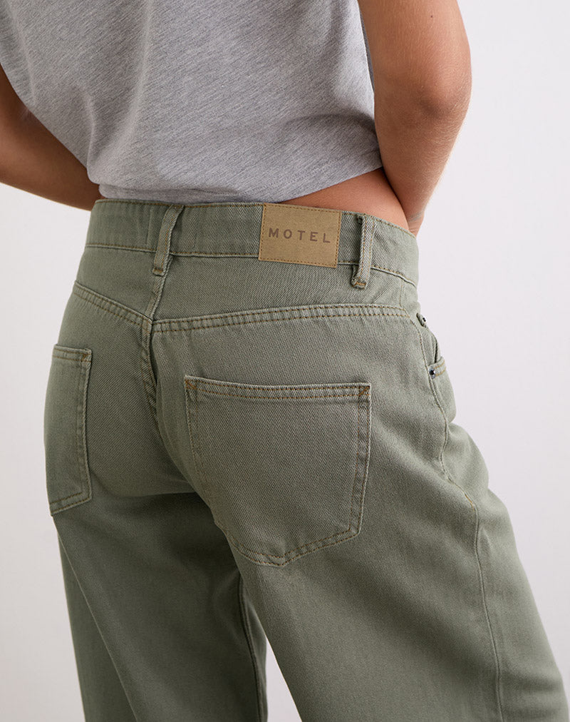 Low Rise Roomy Jeans in Fern Green - Image 4