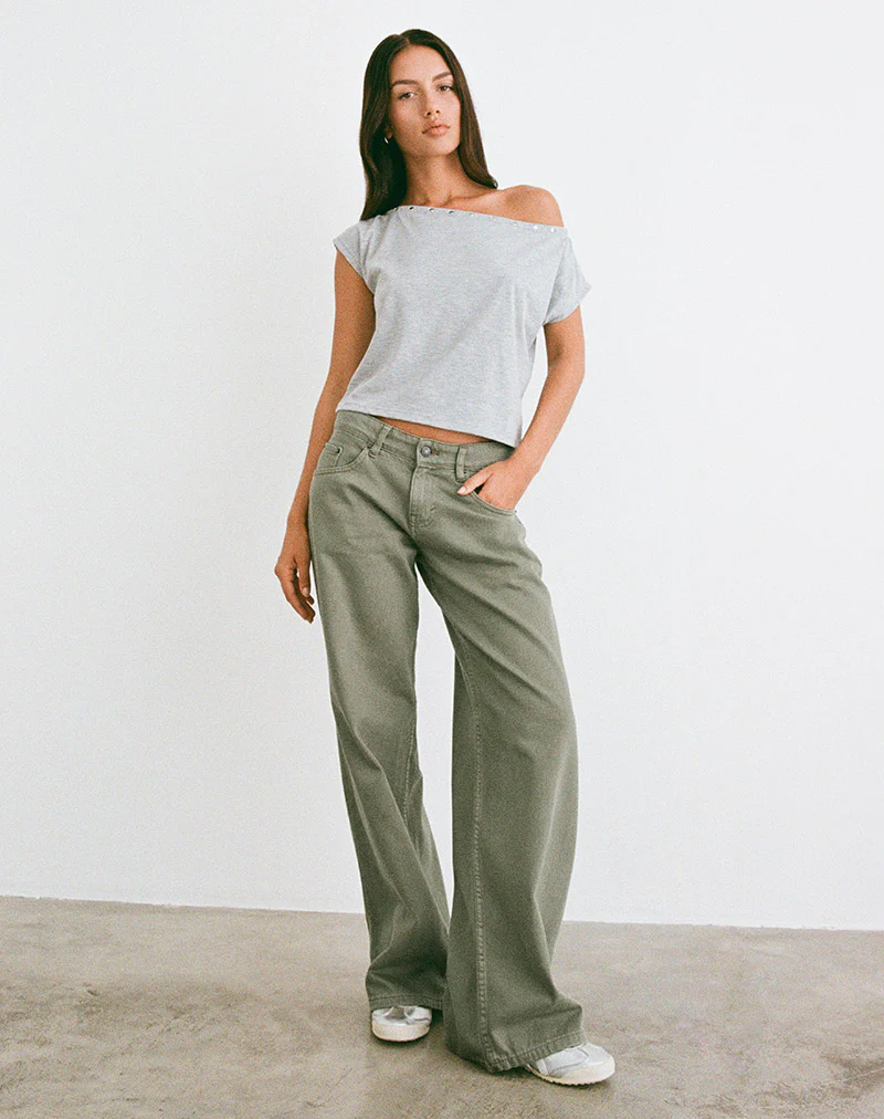 Low Rise Roomy Jeans in Fern Green - Image 5