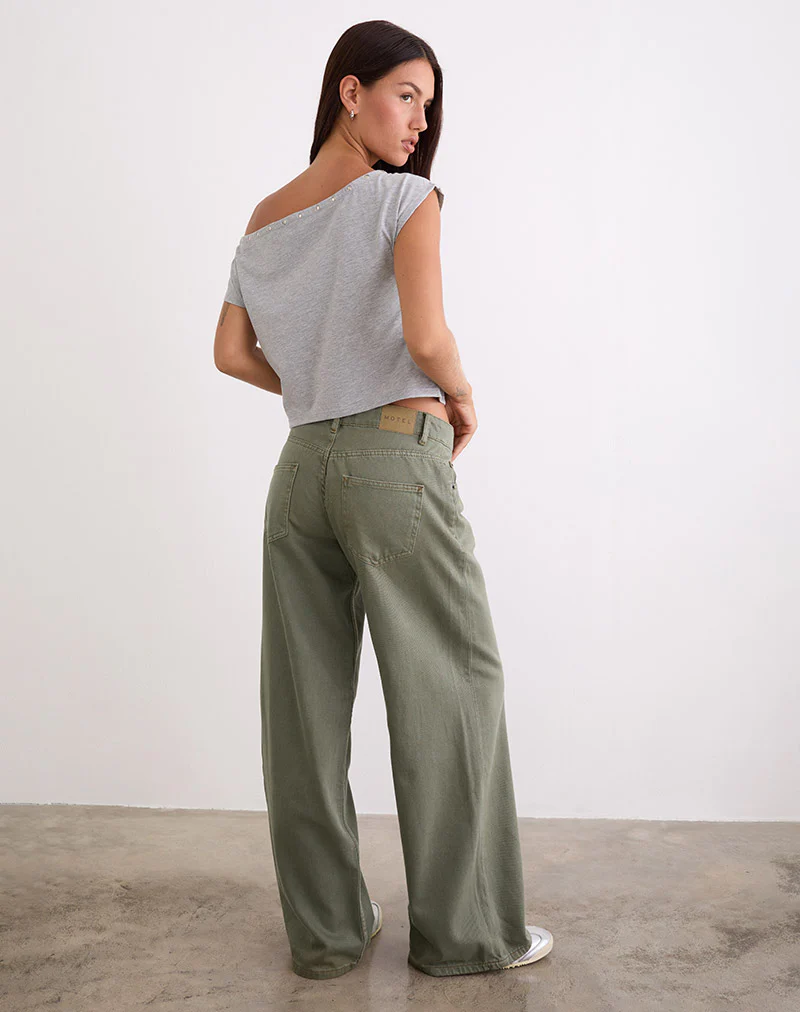 Low Rise Roomy Jeans in Fern Green - Image 6