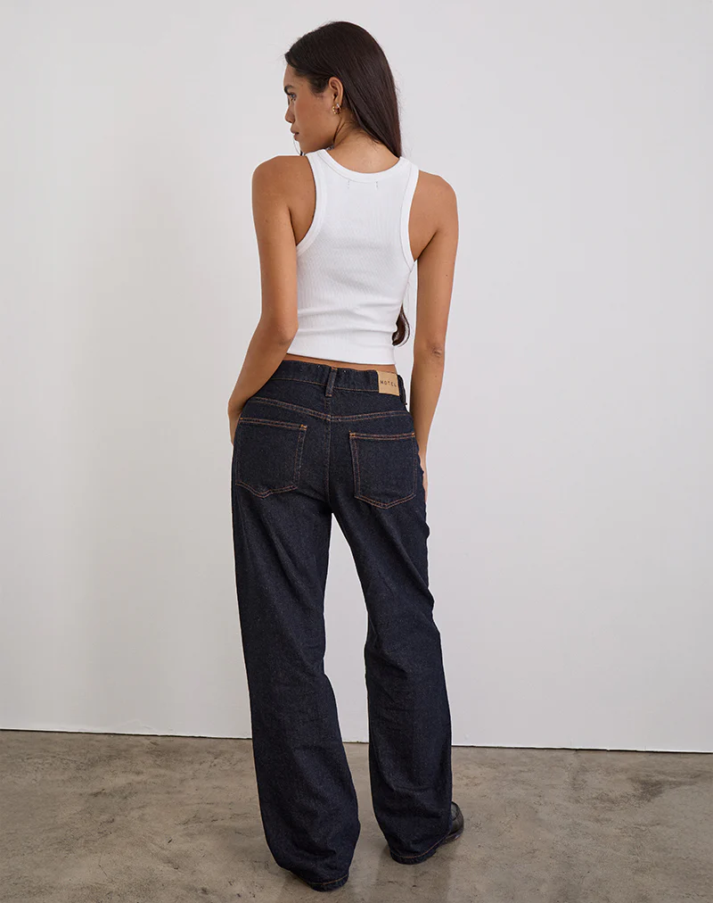 Low Slung Slim Parallel Jeans in Indigo - Image 5