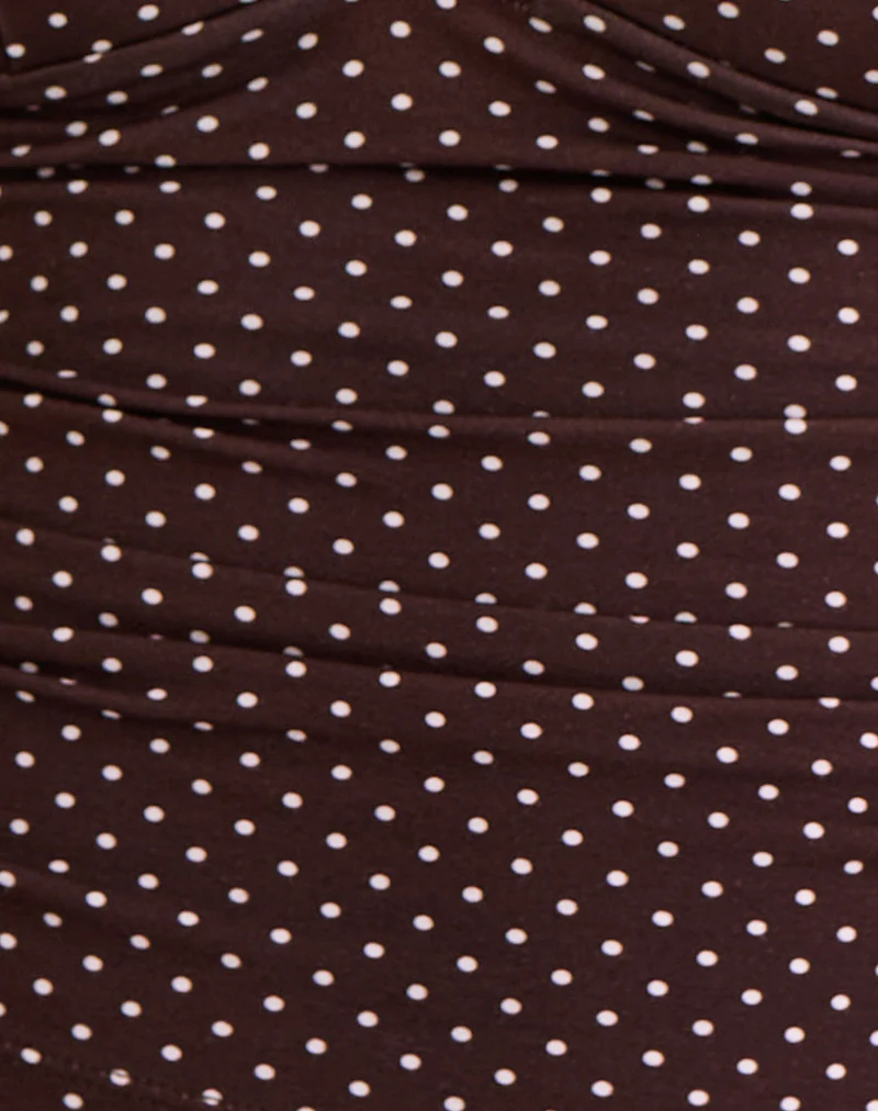Lycia Plunge Top in Micro Polka Brown - Image 6